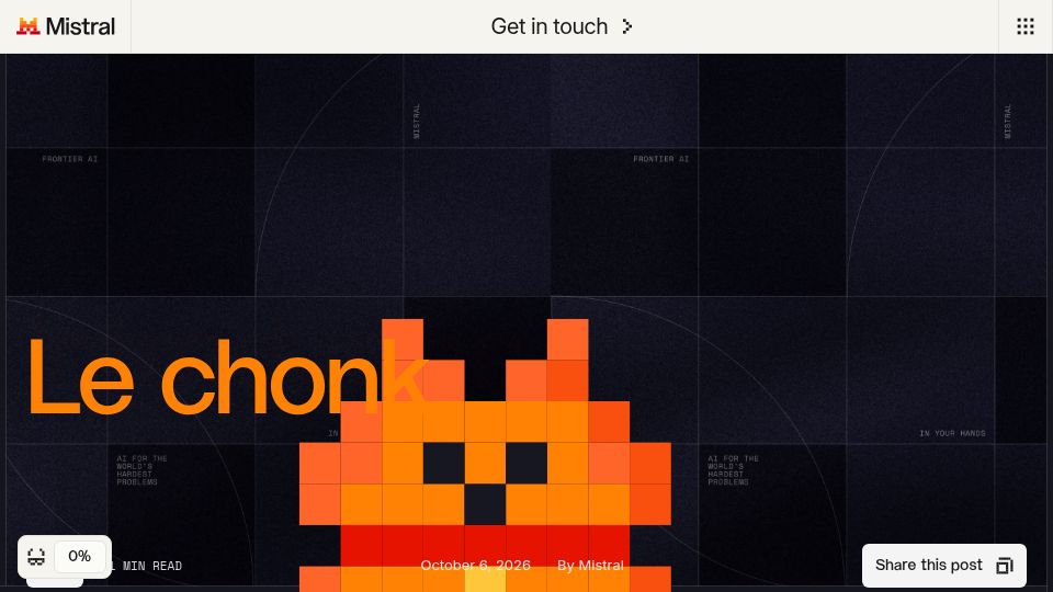 Screenshot of mistral.ai: Mistral Large 4: "Le Chonk"
