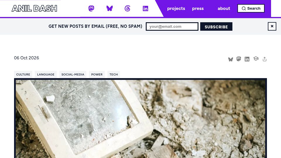 Screenshot of anildash.com: We are going to kill "unalive"