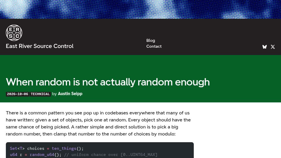 Screenshot of ersc.io: When random is not actually random enough