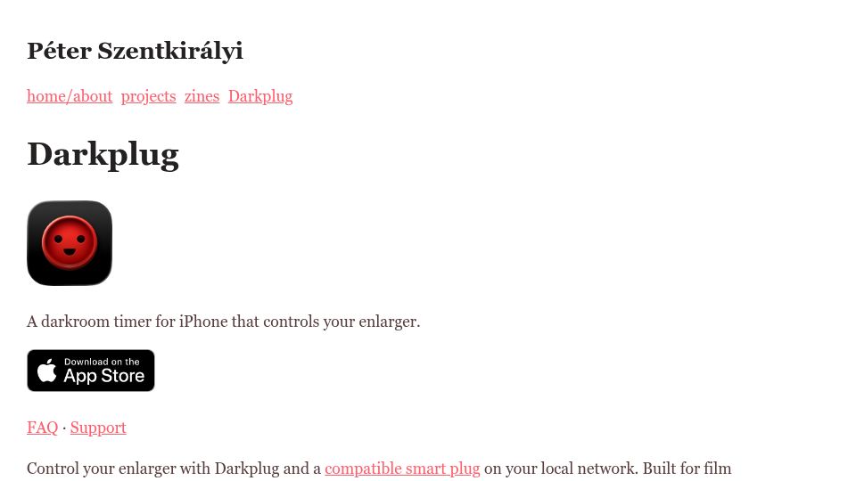 Screenshot of peterszentkiralyi.eu: Show HN: I turned my iPhone and a $20 smart plug into an f-stop timer