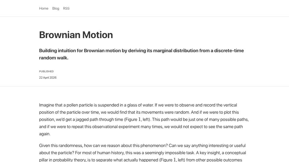 Screenshot of gregorygundersen.com: Brownian Motion