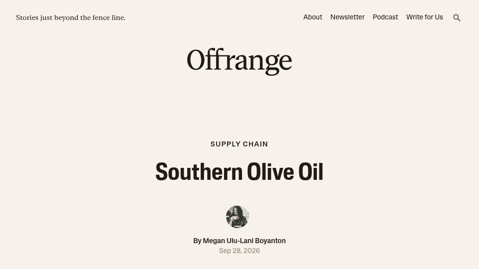 Screenshot of ambrook.com: Southern Olive Oil