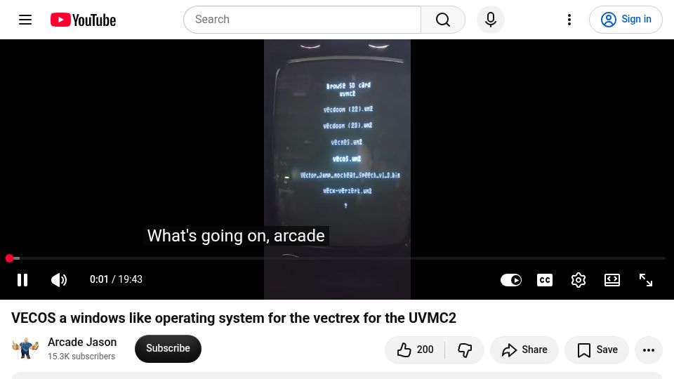 Screenshot of youtube.com: VECOS – A windows-like operating system for the Vectrex for the UVMC2 [video]