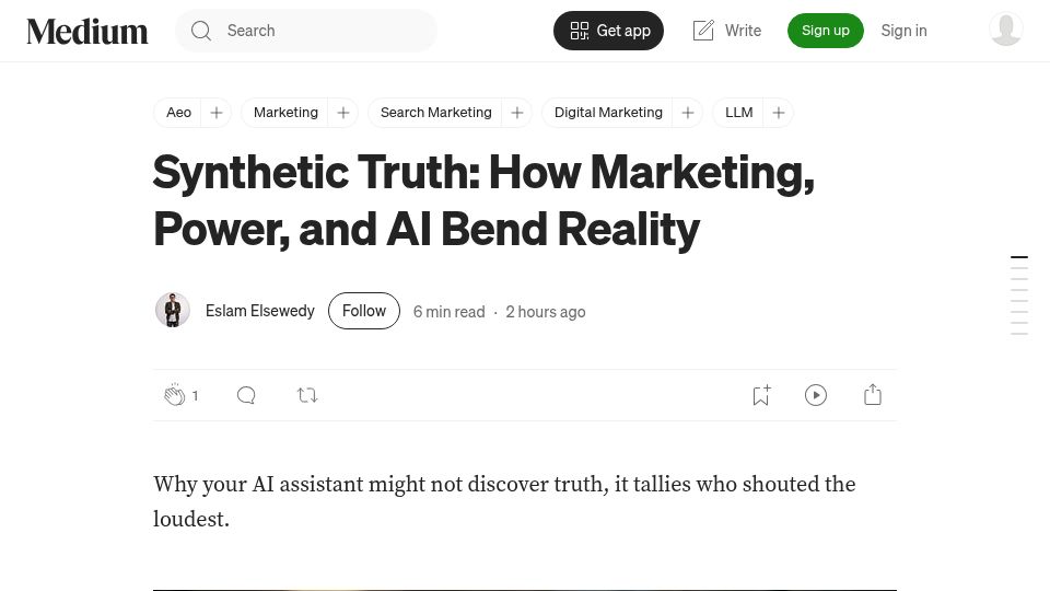 Screenshot of medium.com: LLMs and Data Poisoning Are Weaponized to Manufacture Consensus