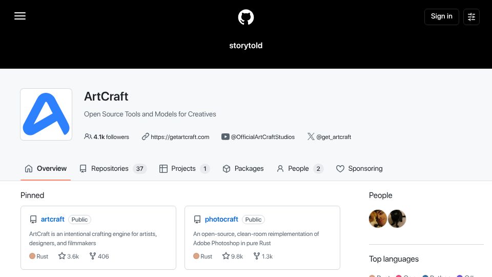 Screenshot of github.com: Clean room implementation of Adobe products