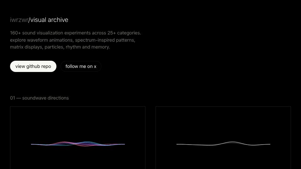 Screenshot of kagan.in: Open source 160 sound visualization experiments