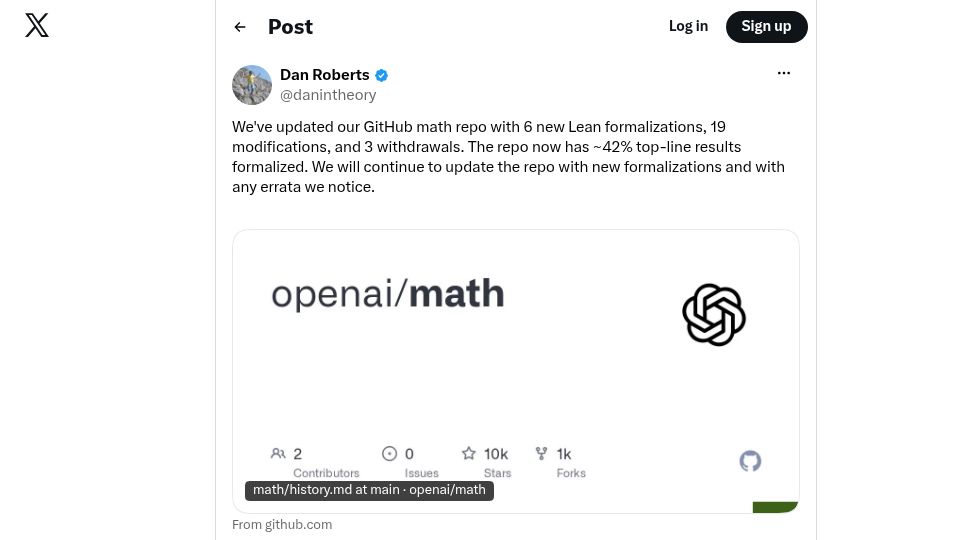 Screenshot of twitter.com: OpenAI withdraws three mathematical results