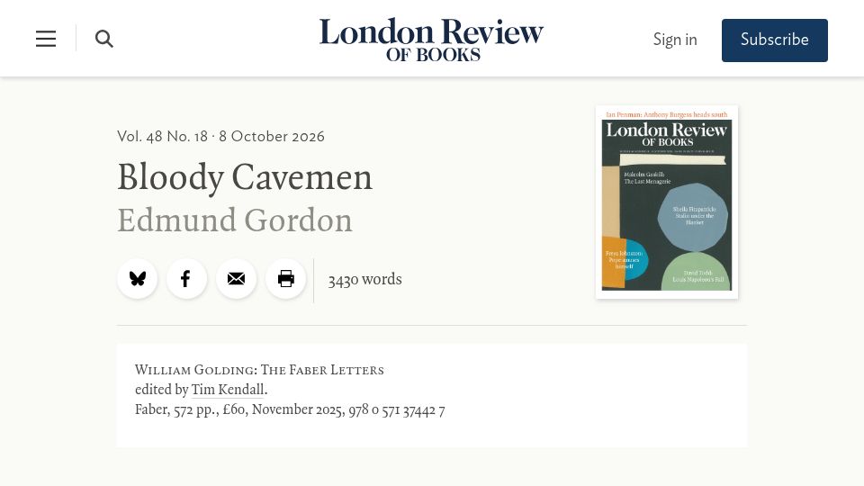 Screenshot of lrb.co.uk: Bloody Cavemen