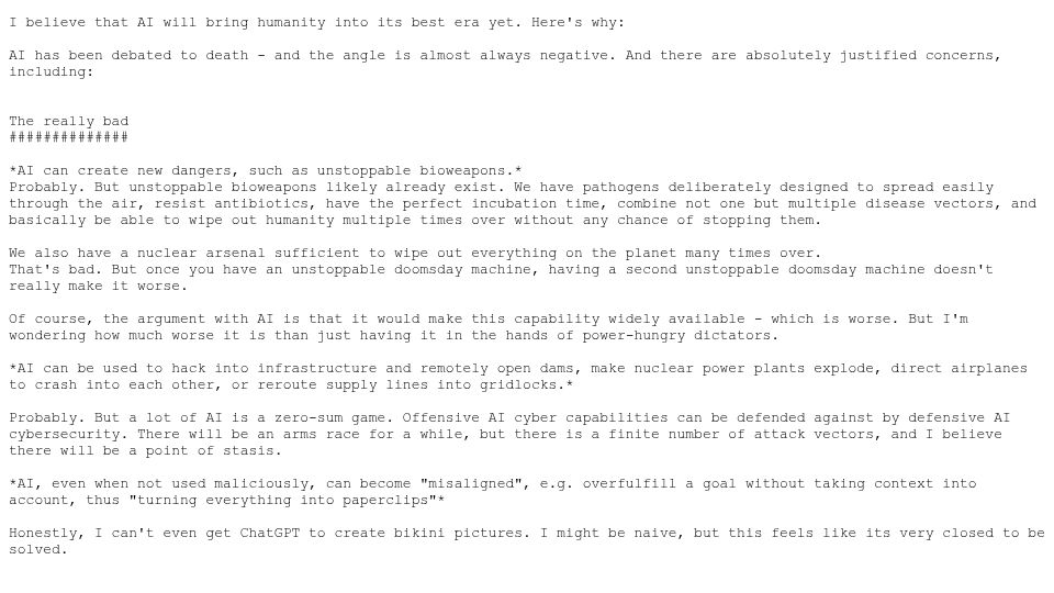 Screenshot of nullpaste.org: Why the AI future will be awesome