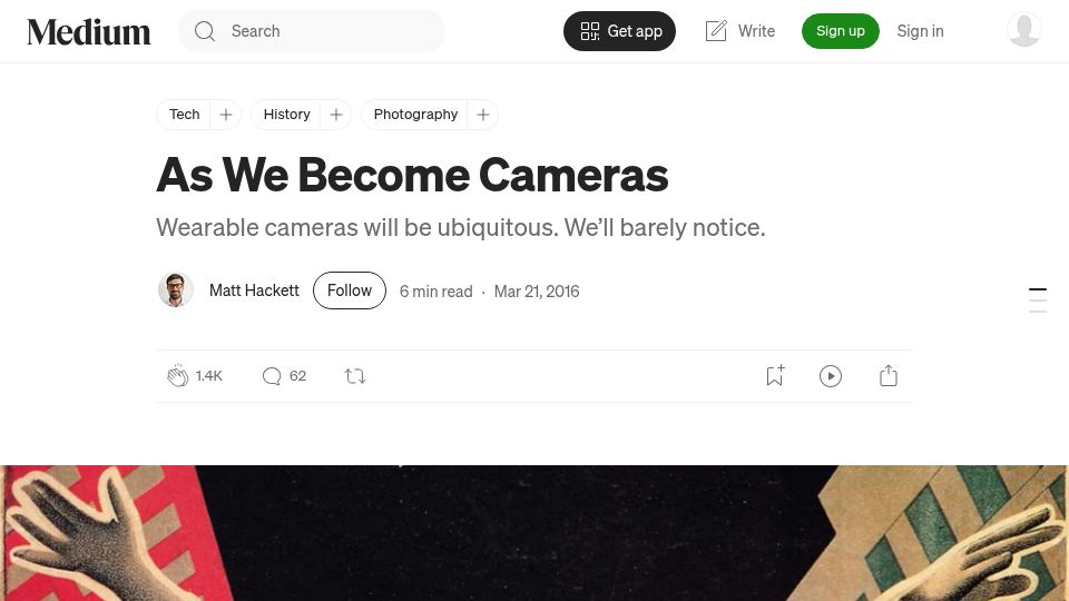 Screenshot of thebrowser.com: As We Become Cameras (2016)