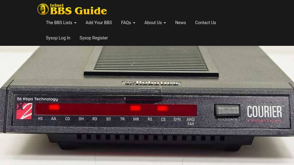 Screenshot of telnetbbsguide.com: Telnet BBS Guide