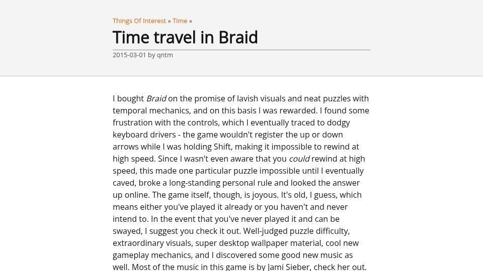 Screenshot of qntm.org: Time Travel in Braid (2015)