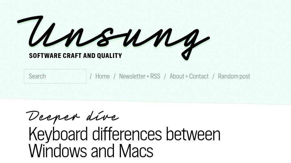 Screenshot of unsung.aresluna.org: Keyboard differences between Windows and Macs