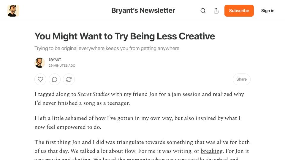 Screenshot of blog.bawolf.com: You might want to try being less creative