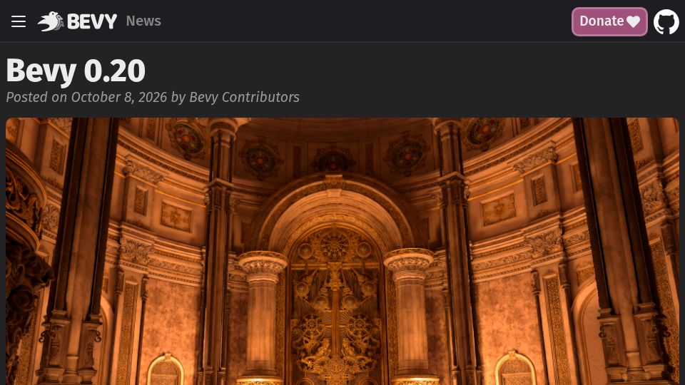 Screenshot of bevy.org: Bevy 0.20