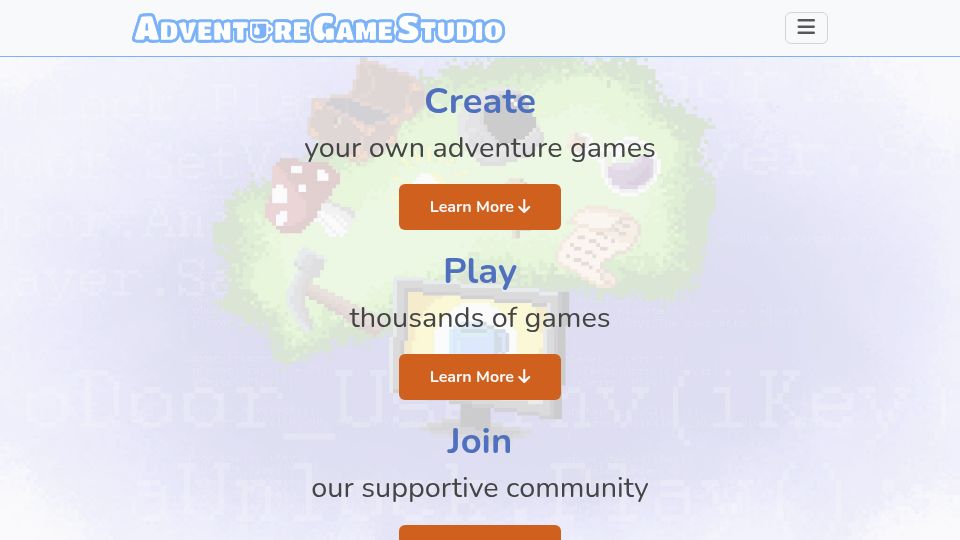Screenshot of adventuregamestudio.co.uk: Adventure Game Studio: OSS software for creating adventure games