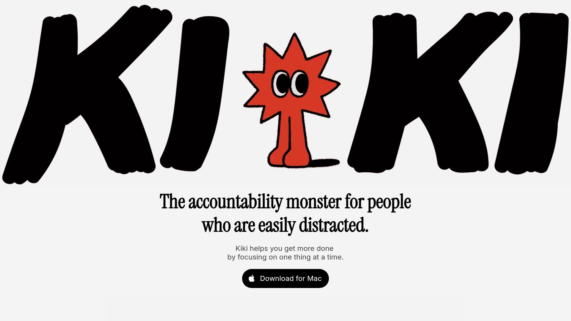 Screenshot of kiki.computer: Kiki – The accountability monster for people who are easily distracted