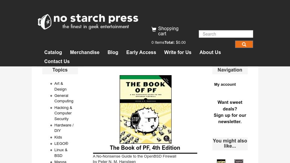 Screenshot of nostarch.com: The Book of PF, 4th edition