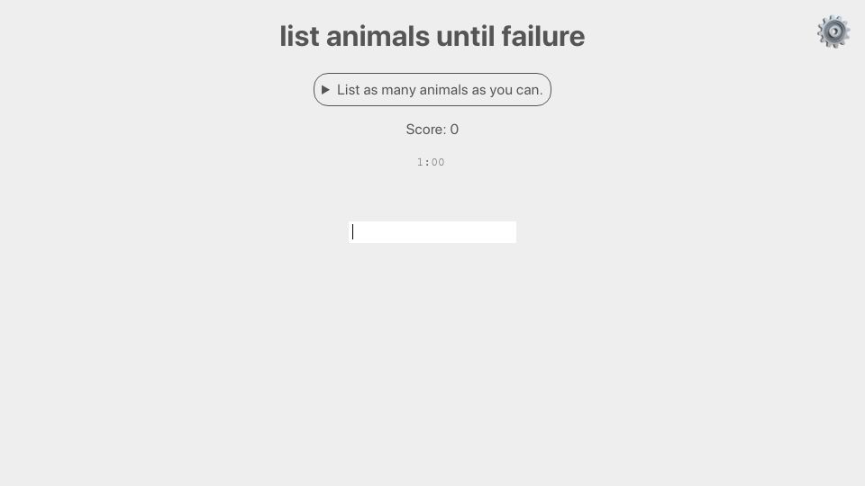 Screenshot of rose.systems: List animals until failure