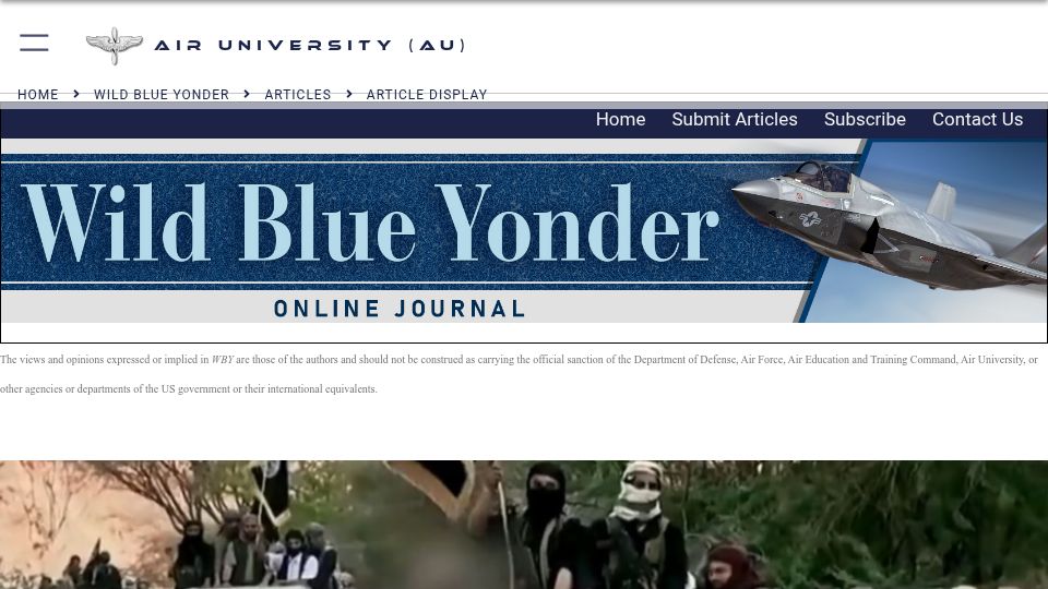 Screenshot of airuniversity.af.edu: Toyotas and Terrorists: "Why are ISIS's trucks better than ours?" (2023)
