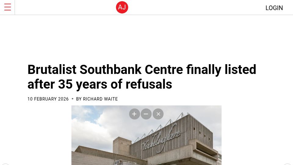Screenshot of architectsjournal.co.uk: Brutalist Southbank Centre Listed