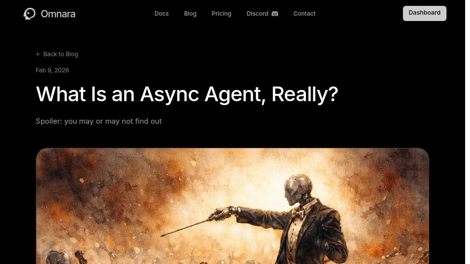 Screenshot of omnara.com: Everyone’s building “async agents,” but almost no one can define them