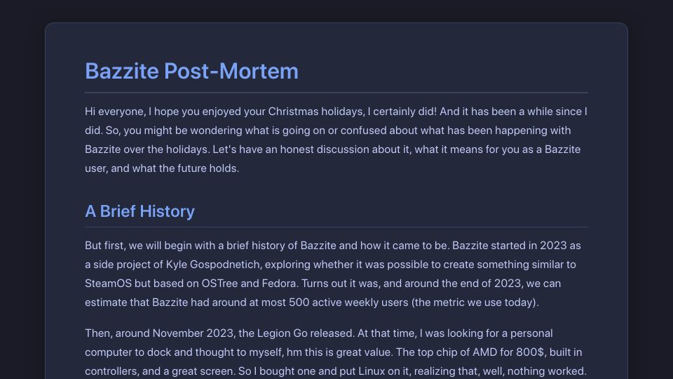 Screenshot of ba.antheas.dev: Bazzite Post-Mortem