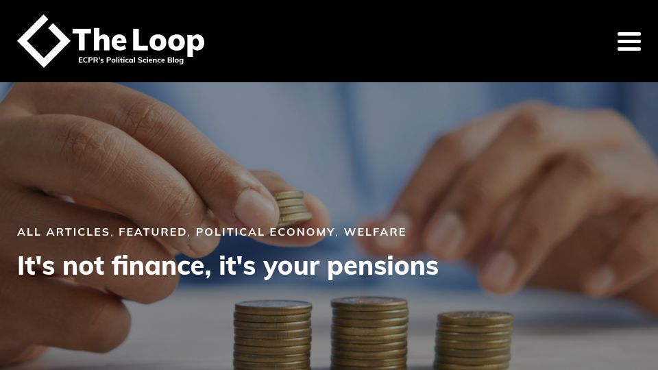 Screenshot of theloop.ecpr.eu: It's not finance, it's your pensions