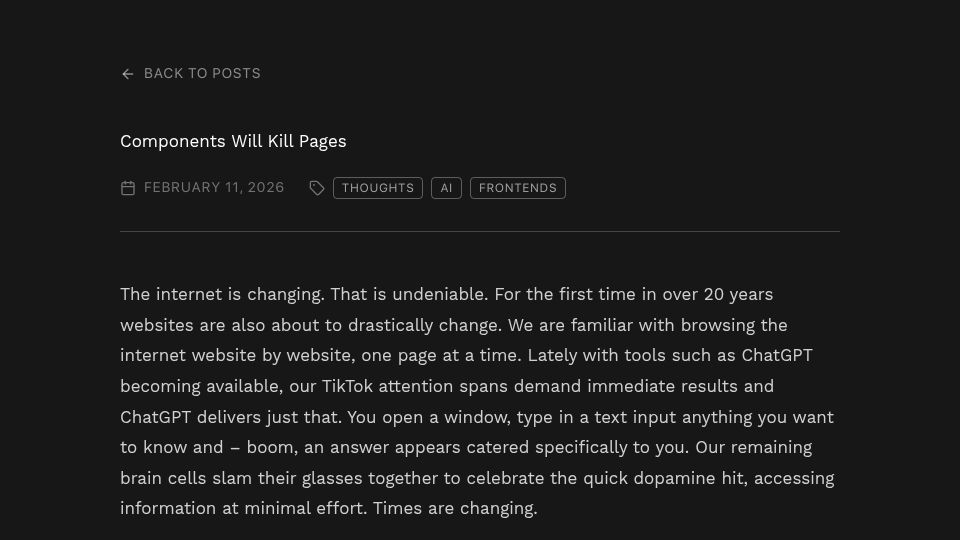 Screenshot of bitsandbytes.dev: Components will kill pages