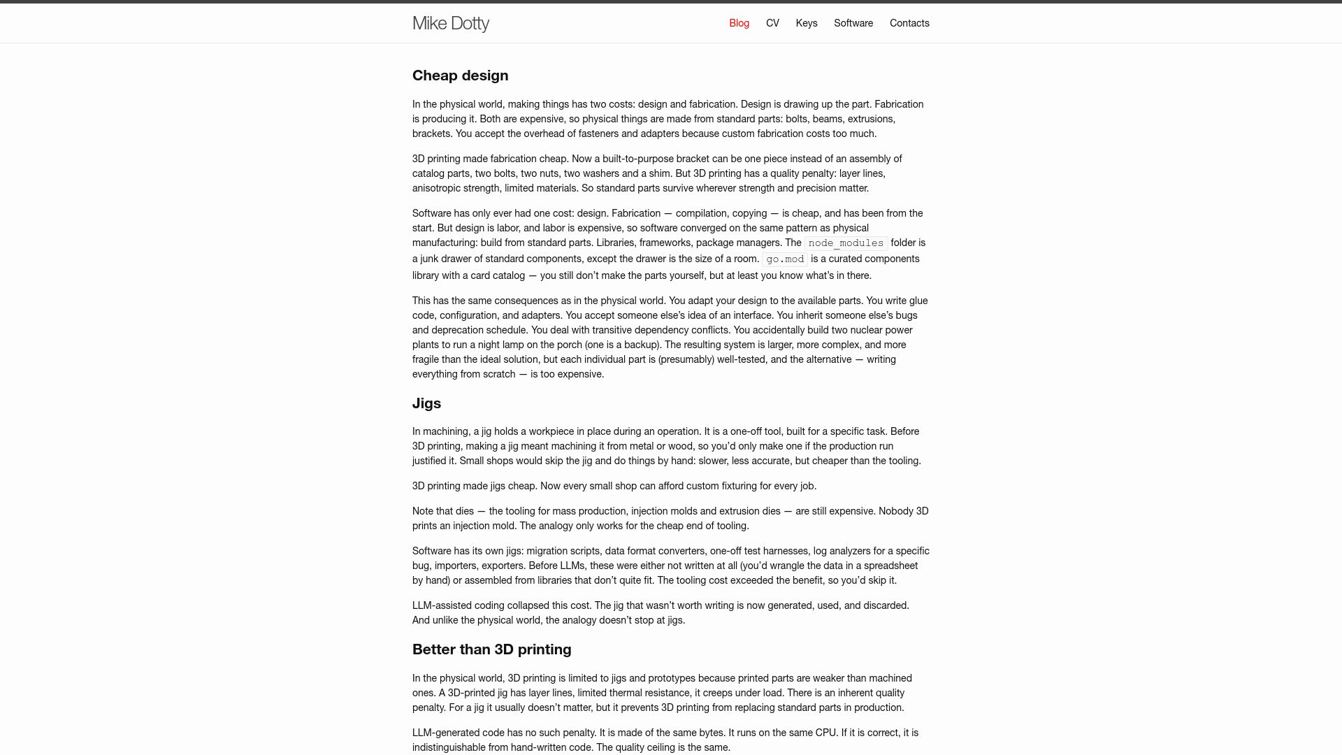 Screenshot of dottedmag.net: Software design is now cheap