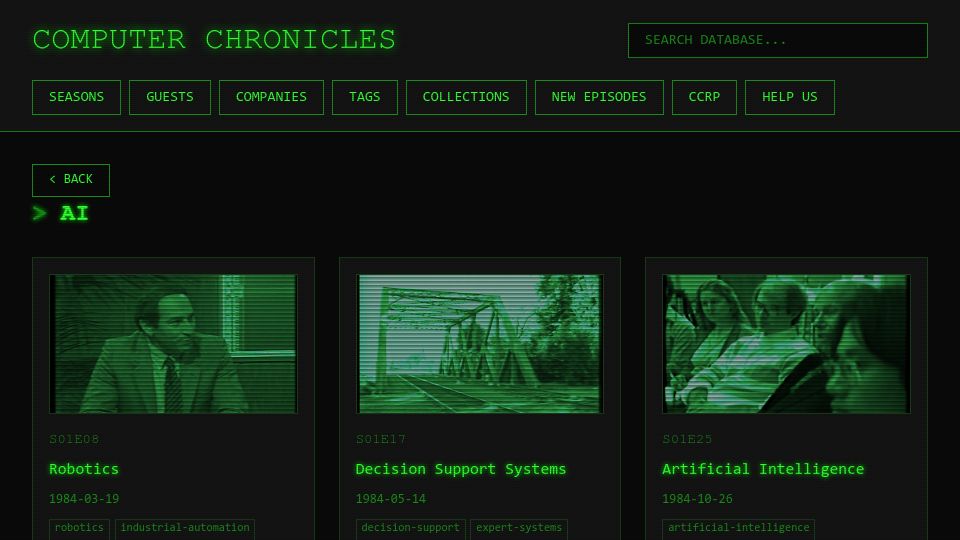 Screenshot of computerchronicles.tv: Computer Chronicles: AI (1984-1998)
