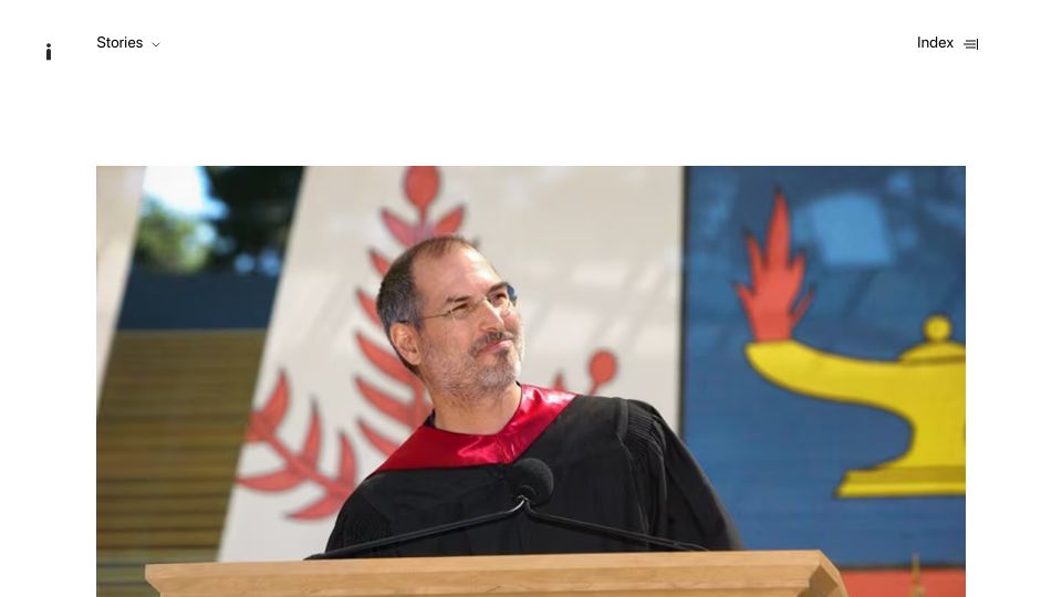 Screenshot of stevejobsarchive.com: Stay Hungry, Stay Foolish (2005)