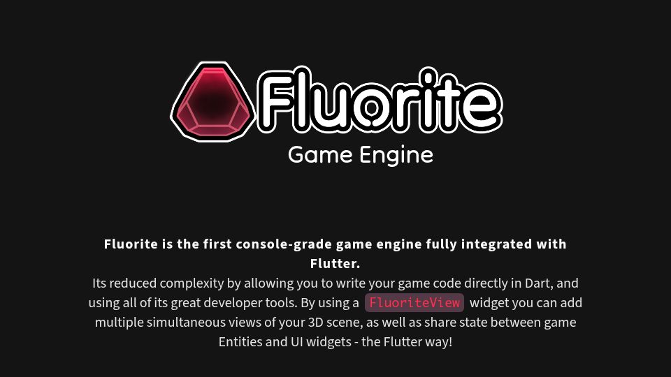 Screenshot of fluorite.game: Fluorite – A console-grade game engine fully integrated with Flutter