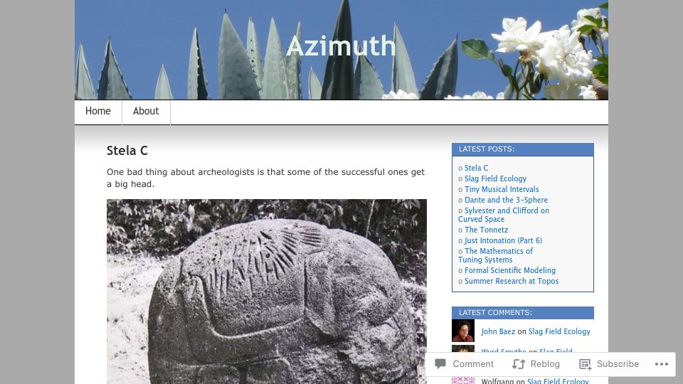 Screenshot of johncarlosbaez.wordpress.com: The missing digit of Stela C
