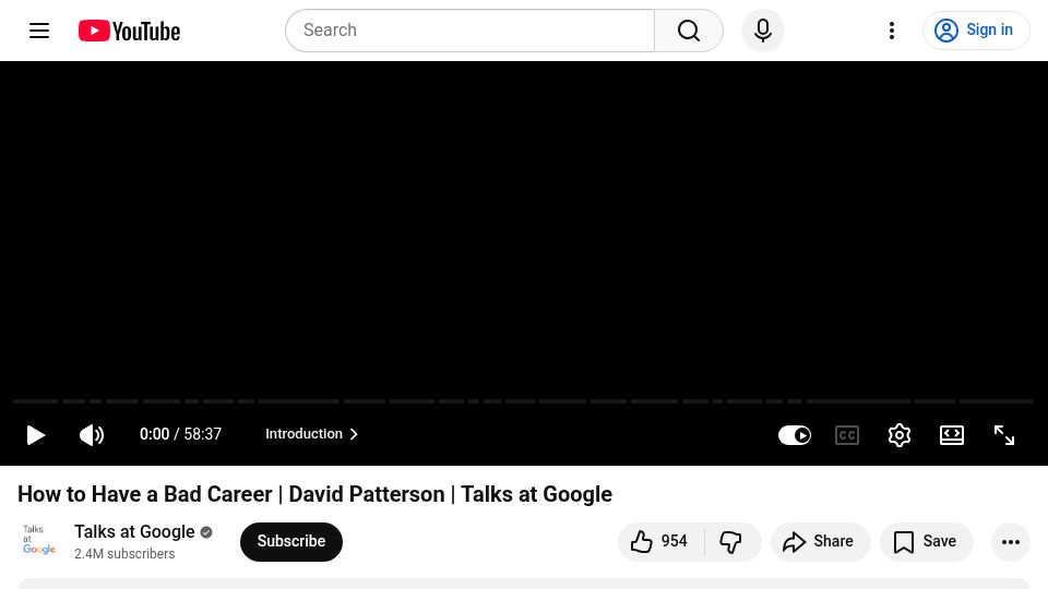 Screenshot of youtube.com: How to Have a Bad Career – David Patterson (2016) [video]
