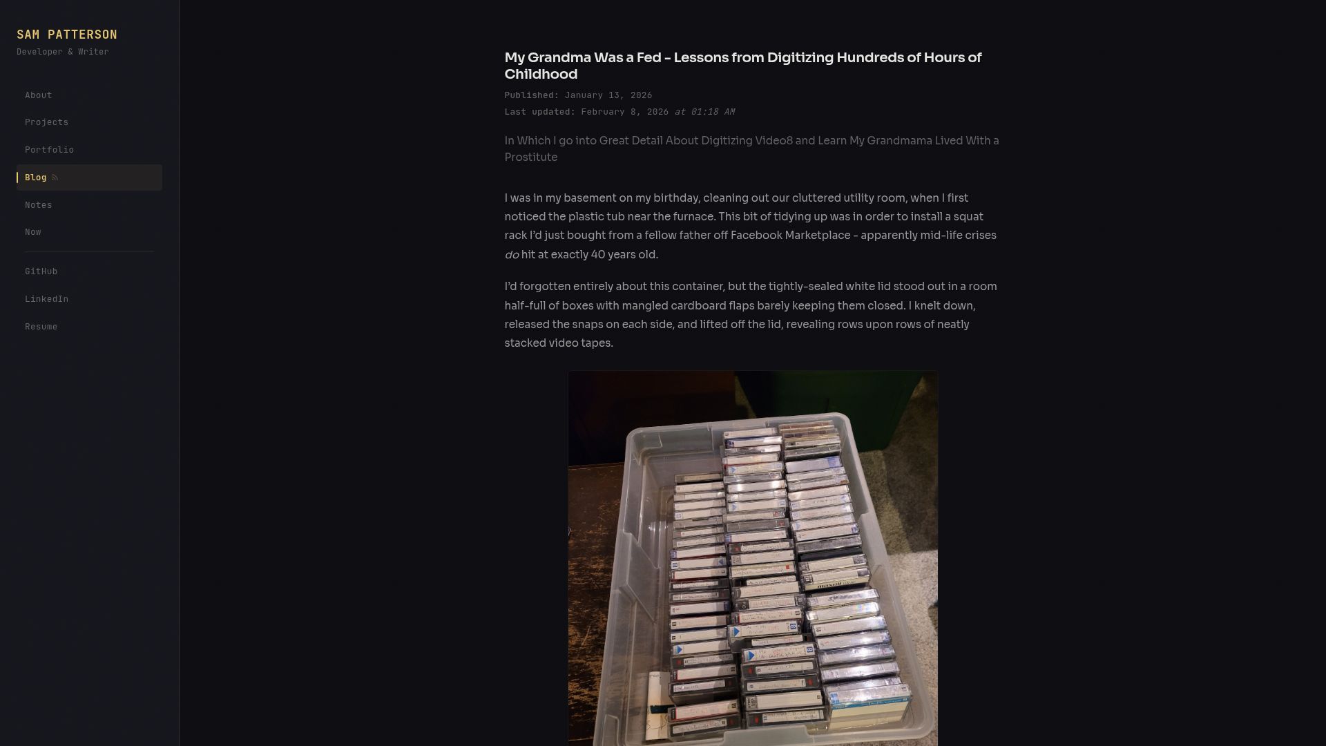 Screenshot of sampatt.com: My Grandma Was a Fed – Lessons from Digitizing Hours of Childhood