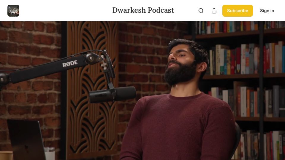 Screenshot of dwarkesh.com: Dario Amodei – "We are near the end of the exponential" [video]