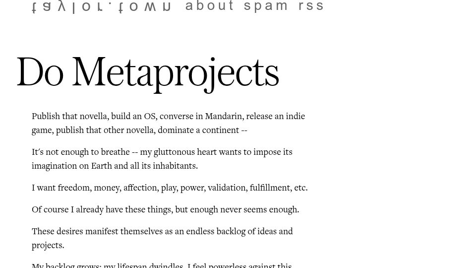 Screenshot of taylor.town: Do Metaprojects