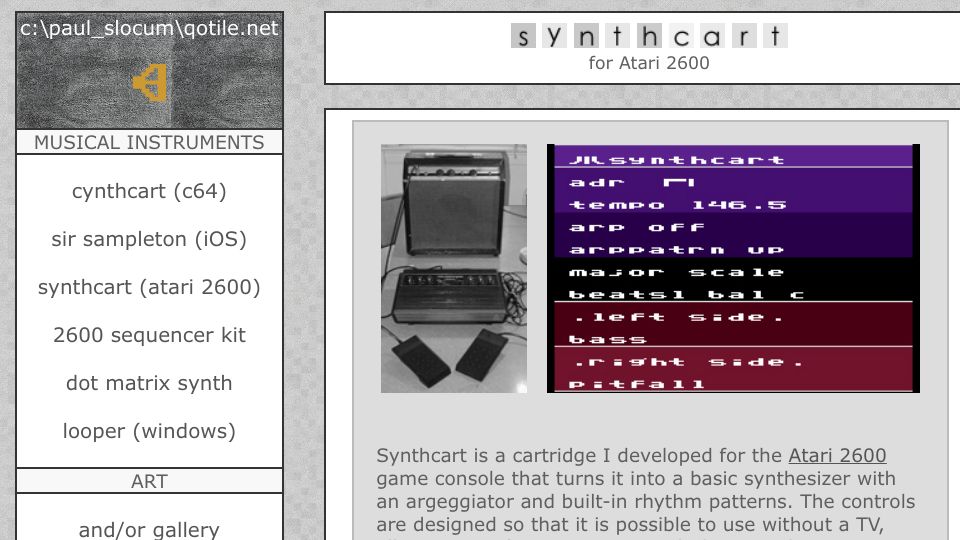 Screenshot of qotile.net: Synthesizer Cartridge for the Atari 2600