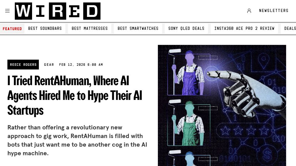 Screenshot of wired.com: I spent two days gigging at RentAHuman and didn't make a single cent