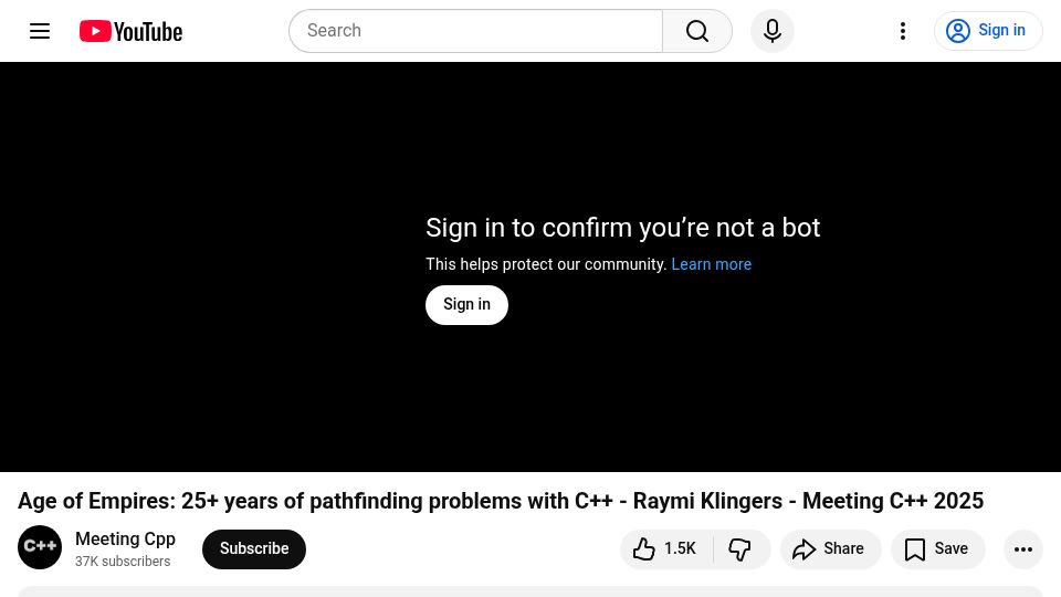 Screenshot of youtube.com: Age of Empires: 25 years of pathfinding problems with C++ [video]