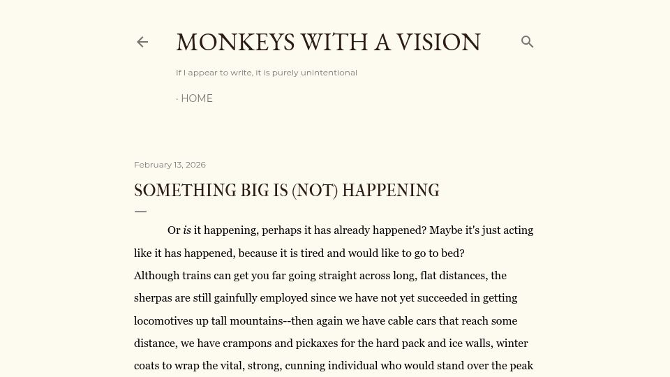 Screenshot of aricolaprete.com: Something Big Is (Not) Happening