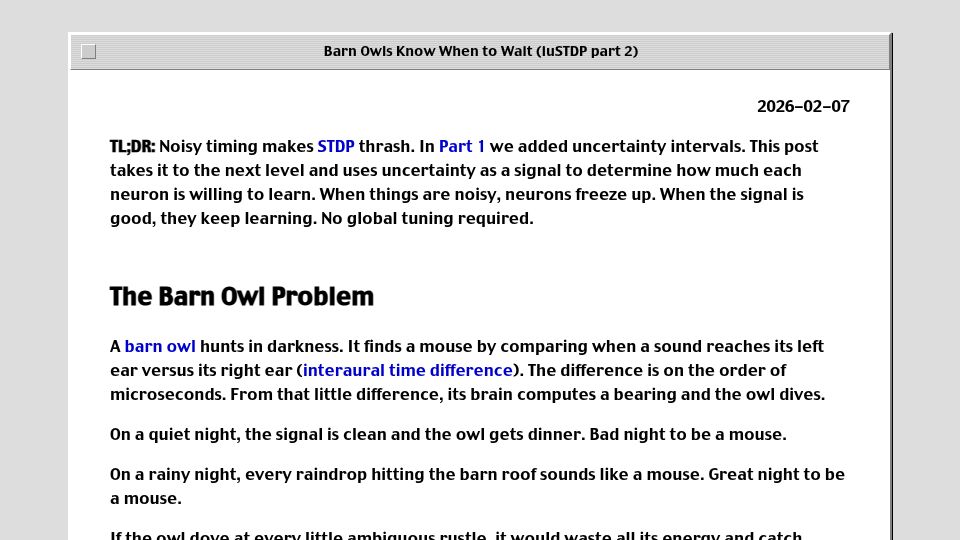Screenshot of blog.typeobject.com: Barn Owls Know When to Wait
