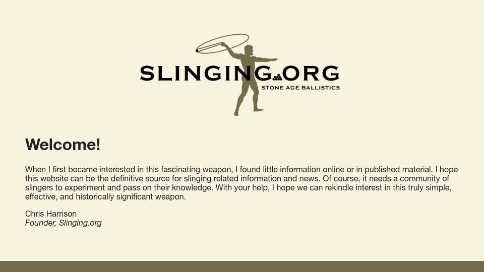 Screenshot of slinging.org: The Sling: Humanity's Forgotten Power