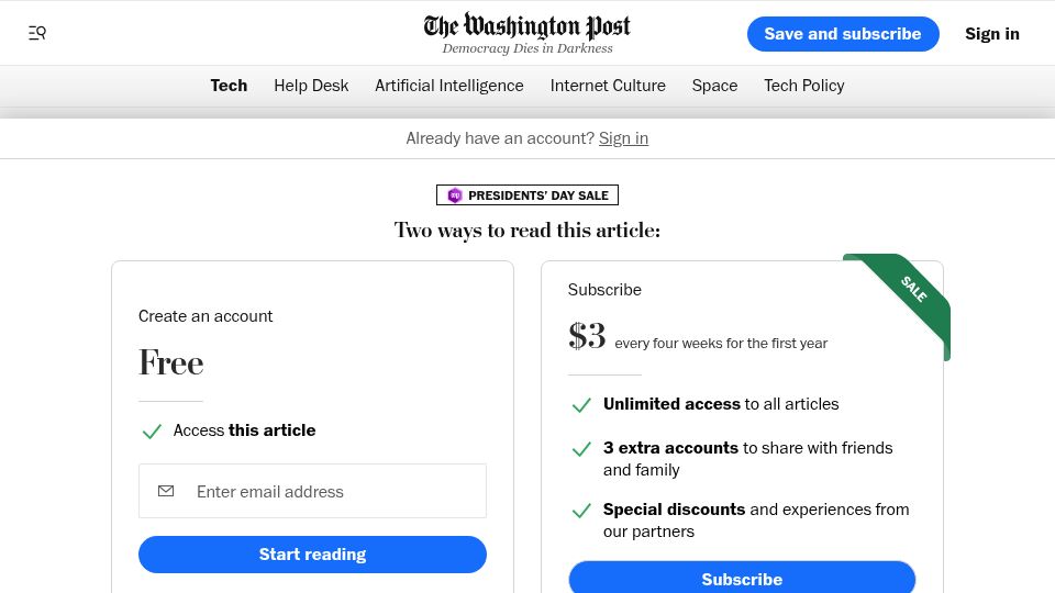 Screenshot of washingtonpost.com: Radio host David Greene says Google's NotebookLM tool stole his voice