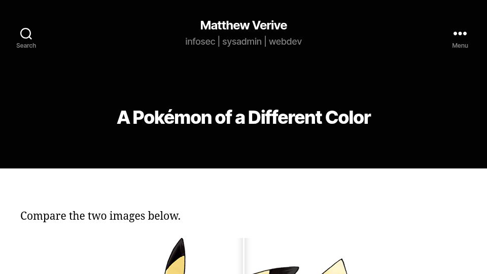 Screenshot of matthew.verive.me: A Pokémon of a Different Color
