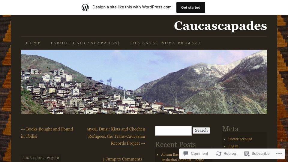Screenshot of caucascapades.wordpress.com: Guitars of the USSR and the Jolana Special in Azerbaijani Music (2012)