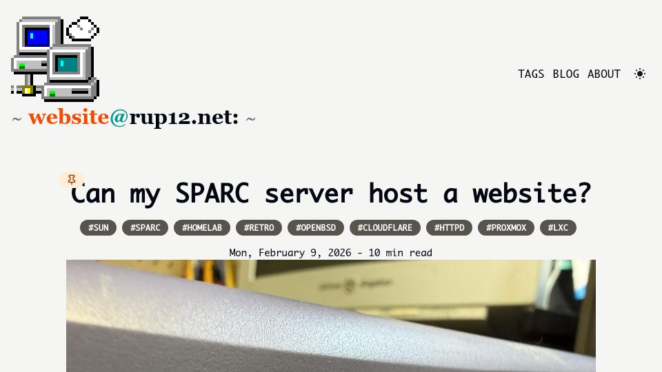 Screenshot of rup12.net: Can my SPARC server host a website?