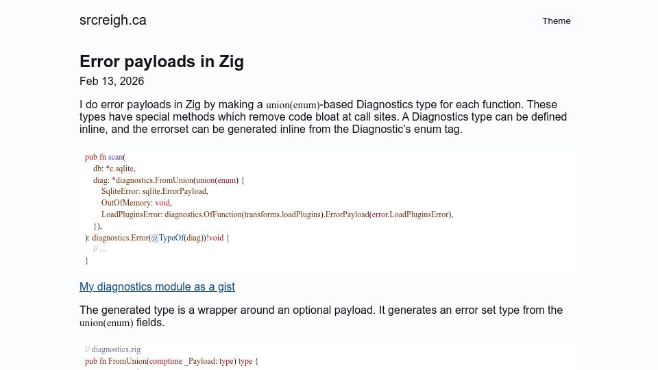 Screenshot of srcreigh.ca: Error payloads in Zig