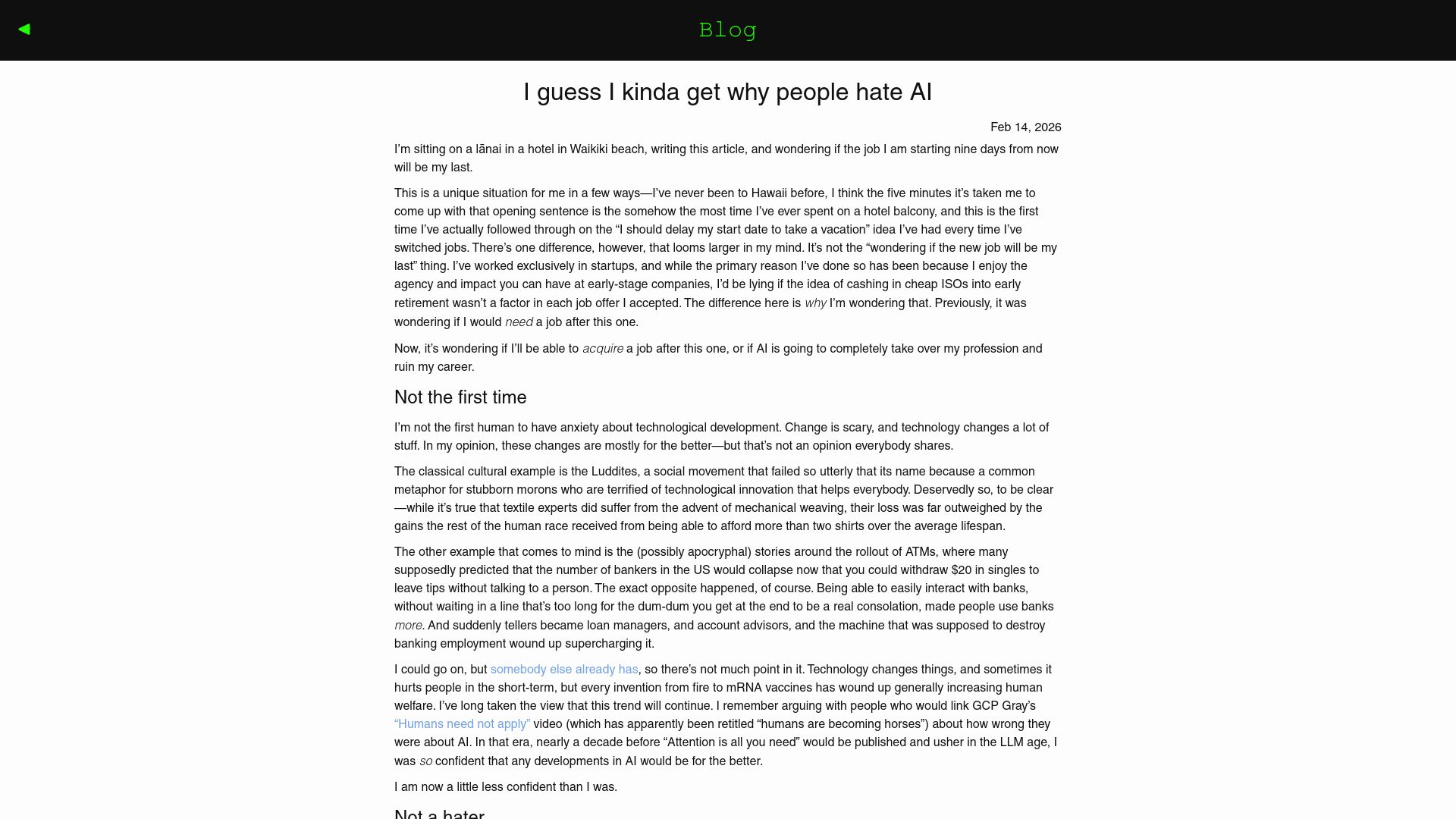 Screenshot of anthony.noided.media: I guess I kinda get why people hate AI